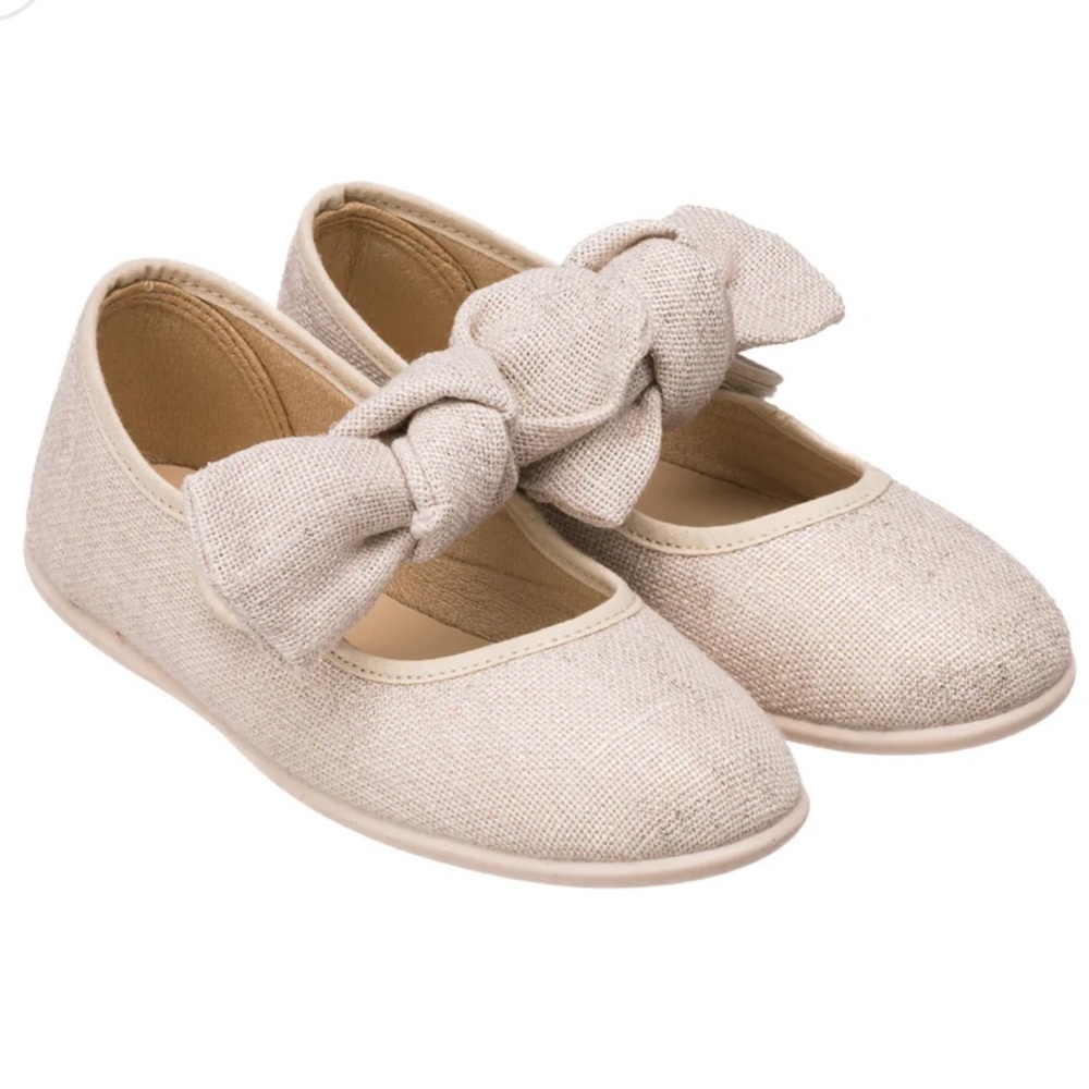 Infant Baby Toddler Elephantito Linen Mary Jane Flats Bow Shoes Dressy Toddler